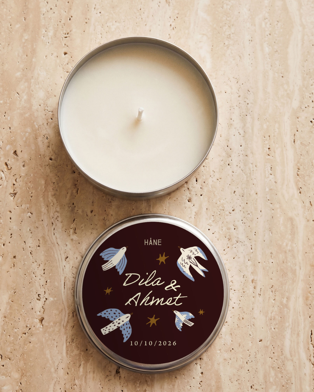 Love Birds - Nar Kokulu Teneke Mum 10’lu Set – Düğün, Nişan ve Kına Hediye