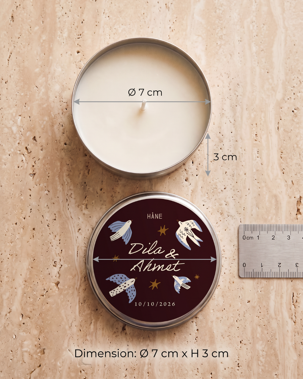 Love Birds - Nar Kokulu Teneke Mum 10’lu Set – Düğün, Nişan ve Kına Hediye