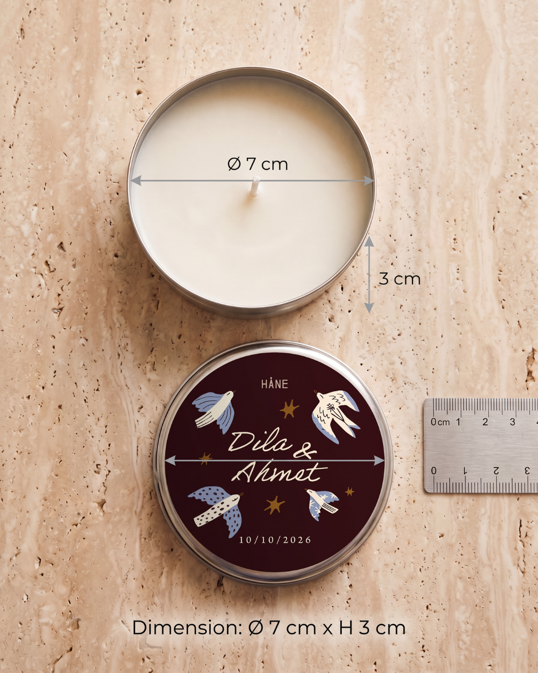 Love Birds - Nar Kokulu Teneke Mum 10’lu Set – Düğün, Nişan ve Kına Hediye